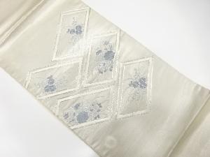 アンティーク　桧垣に牡丹・菊・萩模様刺繍袋帯（材料）